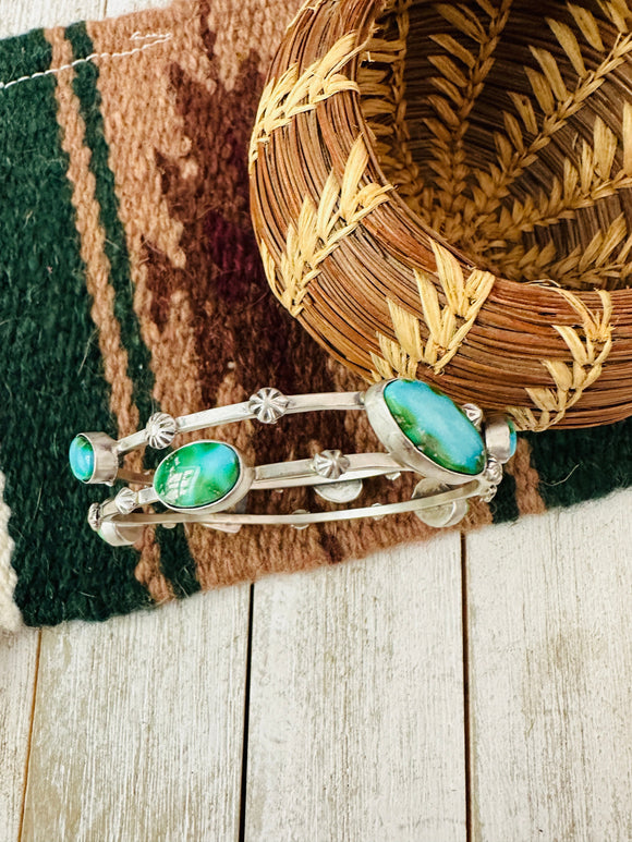 Navajo Sonoran Mountain Turquoise & Sterling Silver Bangle Bracelet