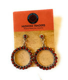 Zuni Sterling Silver & Coral Petit Point Dangle Earrings