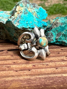 Handmade Sand Cast Royston Turquoise And Sterling Silver Adjustable Ring