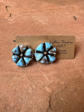 Handmade Golden Hills Turquoise & Sterling Silver Cluster Post Earrings