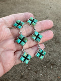 Handmade Royston Turquoise and Sterling Silver Post Dangle Earrings