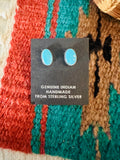 Navajo Kingman Turquoise and Sterling Silver Stud Earrings