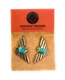 Navajo Sterling Silver & Turquoise Thunderbird Post Earrings