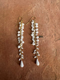 “The Golden Collection”  Snow Fall Handmade Gold Plated White Beaded Earrings