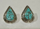 Navajo Turquoise 8 & Sterling Silver Tear Drop Stud Earrings