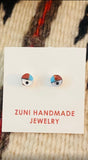 Zuni Sun Face Multi Stone & Sterling Silver Inlay Mini Stud Earrings