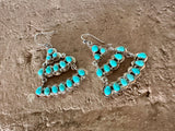 Handmade Sterling Silver & Turquoise Chandelier Wire Dangle Earrings