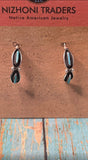 Zuni Sterling Silver Needlepoint Turquoise Inch Hoop Earrings