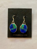 Navajo Lapis, Turquoise, Circle Dangle Earrings