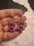 Handmade Fire Pink Opal and Sterling Silver Dangle Earrings