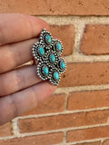 “Bloom Bliss” Handmade Sterling Silver & Turquoise Adjustable Ring Signed Nizhoni