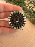 Beautiful Handmade Palomino Turquoise, Onyx, White Buffalo, Wild Horse And Sterling Silver Adjustable Statement Ring