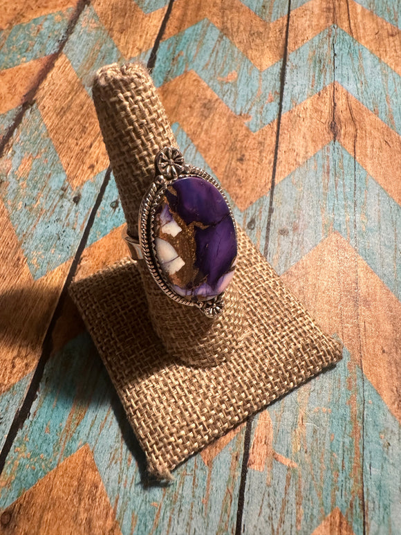 Beautiful Handmade Violet Frost And Sterling Silver Adjustable Ring