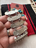 “Turquoise Treasure” Navajo Sterling Silver Turquoise Statement Dangle Earrings Signed