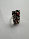 Beautiful Navajo Sterling Silver & Orange Mojave Ring Signed Chimney Butte