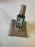 Navajo Carico Lake Turquoise & Sterling Silver Ring Size 9