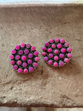 “The Barbie Collection” Handmade Pink Opal & Sterling Silver Cluster Post Earrings