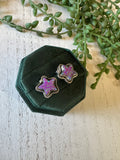 Handmade Purple Fire Opal And Sterling Silver Stud Star Earrings