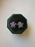 Handmade Purple Fire Opal And Sterling Silver Stud Star Earrings