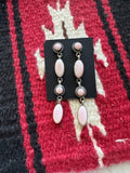 Navajo Pink Conch and Sterling Silver 4 Stone Dangle Earrings Signed