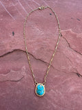 “The Golden Collection” THE OASIS Handmade Natural Turquoise 14k Gold Plated Sterling Silver Necklace