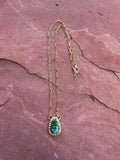 “The Golden Collection” THE OASIS Handmade Natural Turquoise 14k Gold Plated Sterling Silver Necklace