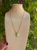 “The Golden Collection” THE OASIS Handmade Natural Turquoise 14k Gold Plated Sterling Silver Necklace