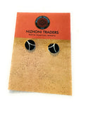 Zuni Sterling Silver & Black Onyx Inlay Stud Earrings