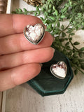 Handmade Wild Horse and Sterling Silver Heart Earrings Signed Nizhoni