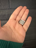 “Midnight” Navajo Sterling Silver Adjustable Concho Ring Signed L Tahe