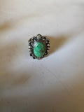 Navajo Sonoran Mountain Turquoise & Sterling Silver Single Stone Ring Size 8 Signed S.Tso