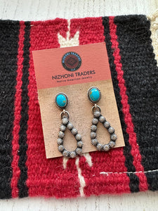 “Turquoise Spirit” Navajo Turquoise & Sterling Silver Dangle Earrings Signed