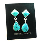 Navajo Turquoise and Sterling Silver Two Stone Dangle Earrings