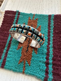 “Earth’s Treasures” Handmade Blue Mojave & Sterling Silver Adjustable 2 Row Cuff Bracelet