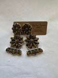 “Cowboy Charms” Handmade Flower Tigers Eye and Silver Silver Dangles