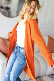 Haptics Full Size Stripe Textured Open Front Cardigan with Pockets