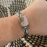 Navajo Sterling Silver And Rhodochrosite Cuff Bracelet