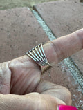 Zuni 5 Row Sterling Silver & Blue Opal Inlay Stacker Ring