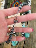 Navajo Sterling Silver & Royston Turquoise Beaded Necklace Set