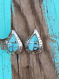 Navajo Turquoise 8 & Sterling Silver Tear Drop Stud Earrings