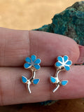 Zuni Sterling Silver & Turquoise Flower Stud Earrings