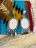 Zuni Sterling Silver & Turquoise Cluster Dangle Earrings