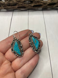 Navajo Sterling Silver & Turquoise Dangle Earrings Signed Sheila Becenti