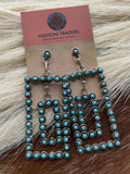 Zuni Sterling Silver Turquoise Dangle Earrings