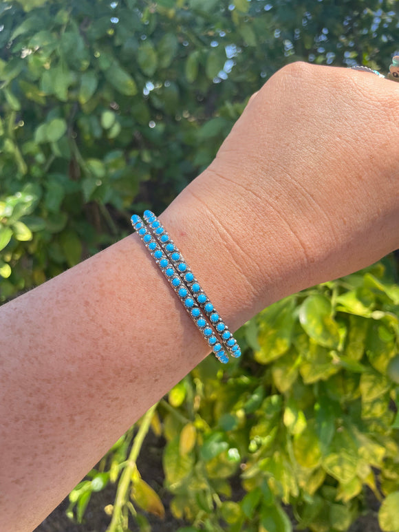 “The June” Navajo Turquoise & Sterling Silver Cuff Bracelet Signed