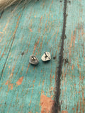 Zuni Sterling Silver & Green Opal Inlay Heart Stud Earrings