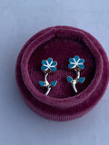 Zuni Sterling Silver & Turquoise Flower Stud Earrings