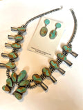 Royston Turquoise Squash Blossom Set by the Navajo Artist Jacqueline Silver