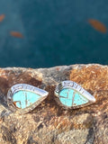 Navajo Turquoise 8 & Sterling Silver Tear Drop Stud Earrings