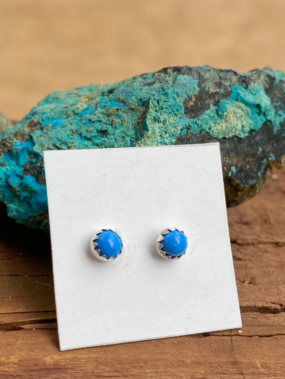 Zuni Sterling Silver Mini Denim Lapis Stud Earrings